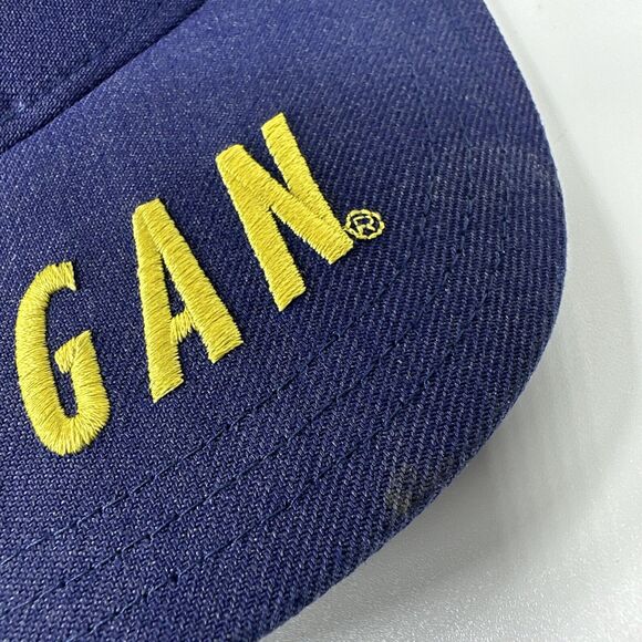 Vintage Nike Team Sports Michigan Wolverines SnapBack Big Swoosh Hat Cap Blue - Picture 13 of 13